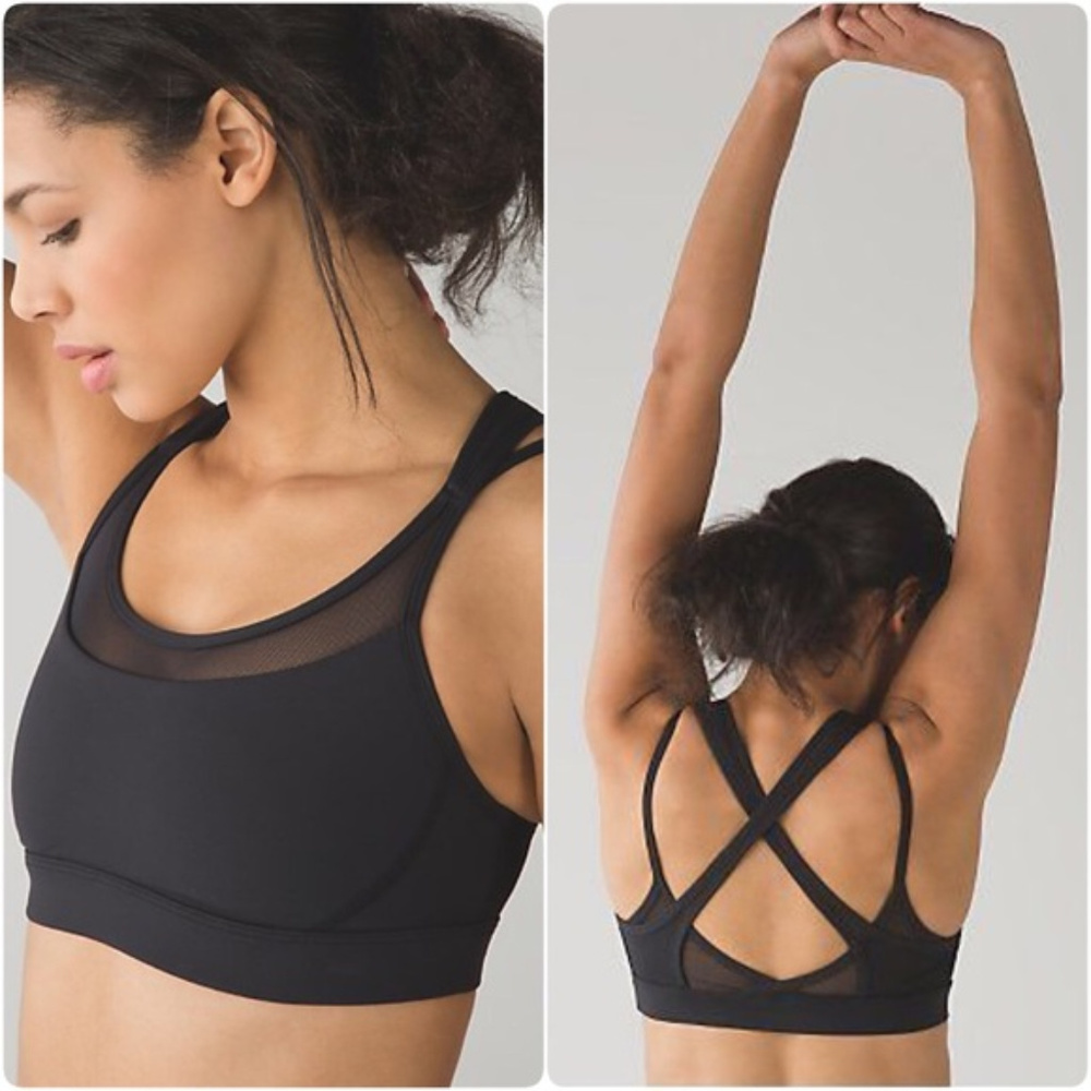 Lululemon Get Down Sports Bra Black 6 Strappy Mesh